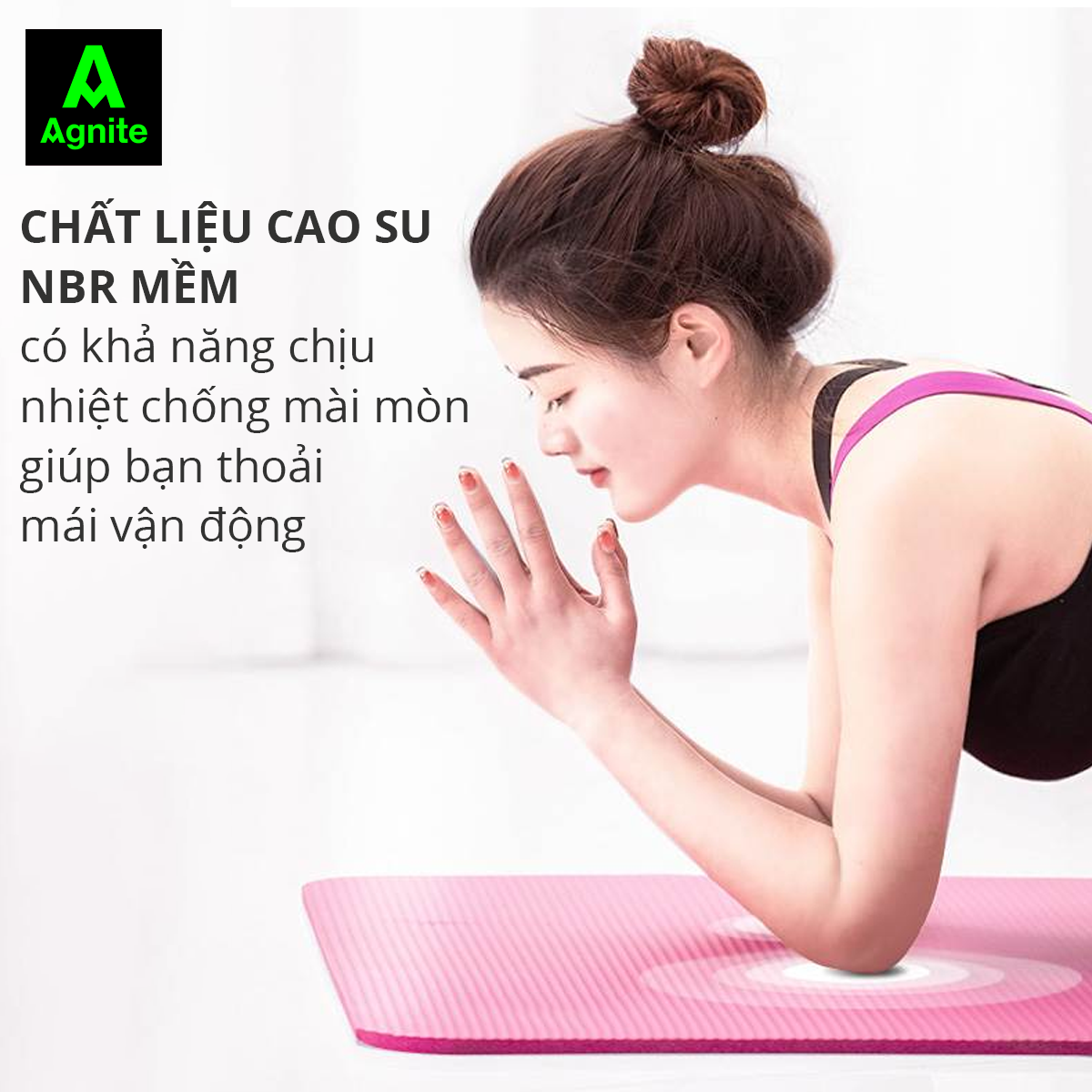 Thảm tập Yoga và GYM chuyên dụng dày 10mm kèm túi đựng Agnite - NBR nguyên khối, độ đài hồi tốt, chống lún - Chống trơn trượt, độ bám cao, ngăn ngừa hôi và ẩm mốc - Hàng chính hãng - EL108 / EL110