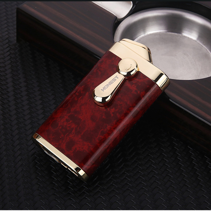 Hộp Quẹt Bật Lửa Gas Honest BCZ-802 Khò 2 Tia Lửa Chéo Mạnh Mẽ Nhìn Rõ Lượng Ga Bên Trong - Nhiều Màu