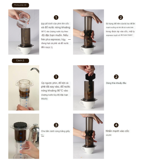 Dụng cụ Pha Cà Phê Nén Kiểu Mỹ Americano AeroPress New Full Set - hàng cao cấp