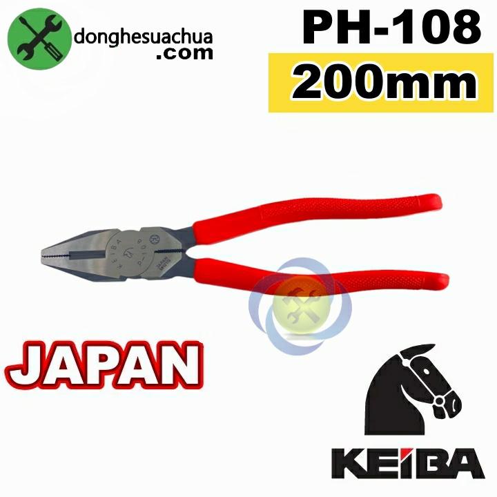 Kìm điện Keiba PH-108 Nhật Bản dài 200mm cán đỏ
