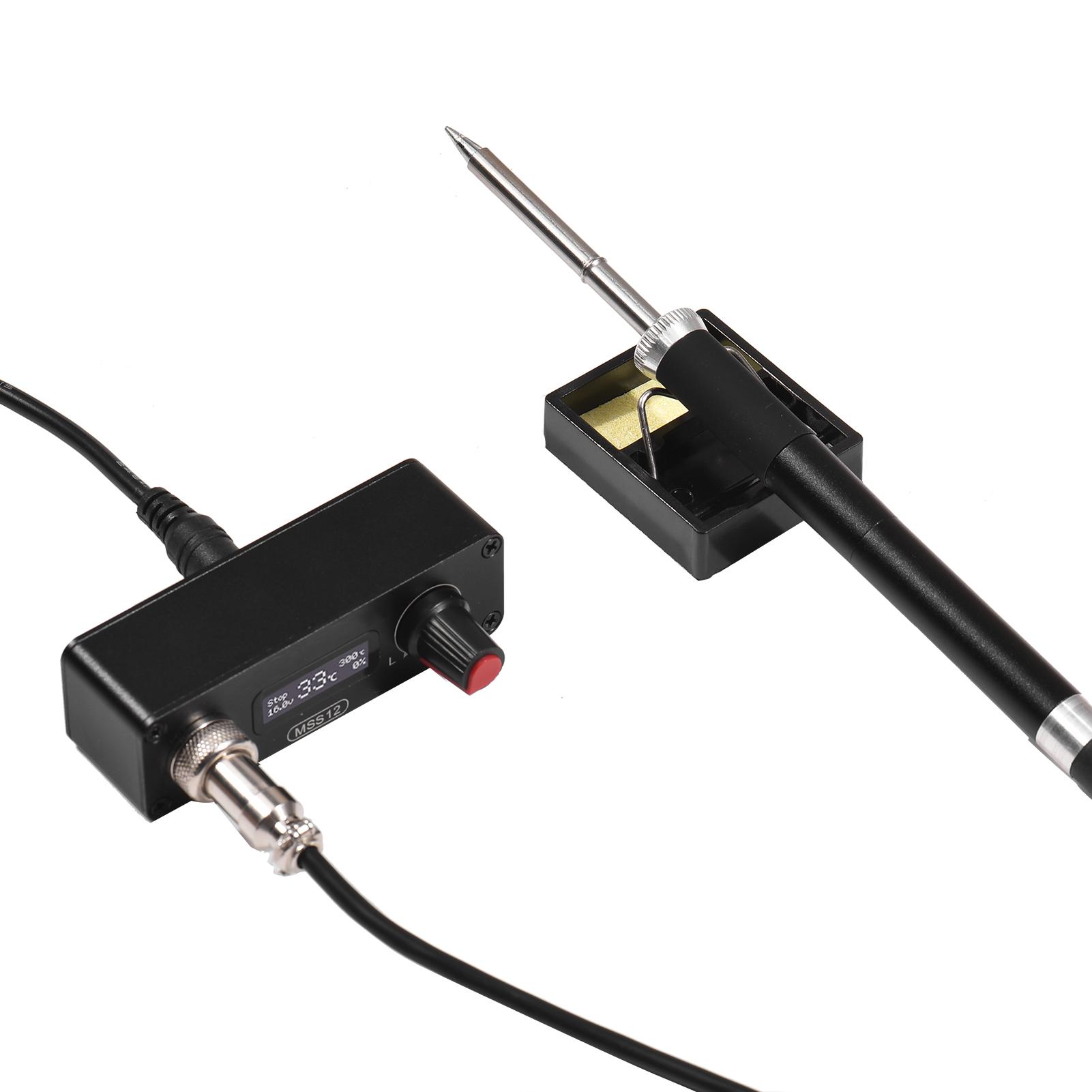 MSS12 Mini OLED Soldering Station Portable Electric Solder Iron with Zipper Case Compatible with T12 Supports PD3.0/3S-6S/12V-25V Power Supply