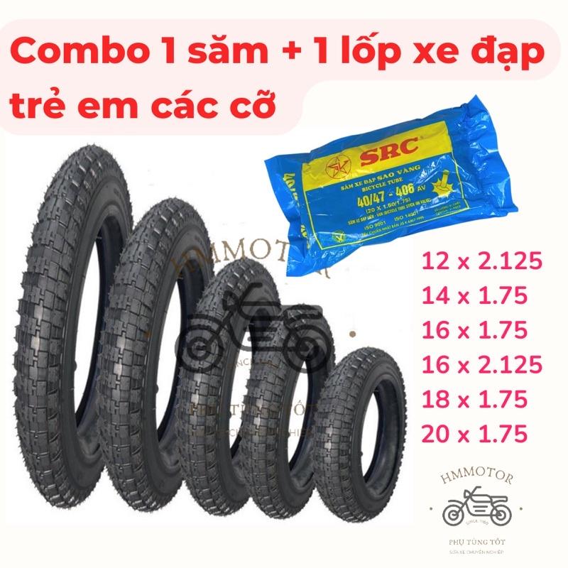 Combo săm lốp (ruột vỏ) xe đạp trẻ em các cỡ 12x2.125, 14x1.75, 16x1.75, 18 x 1.75, 20x1.75