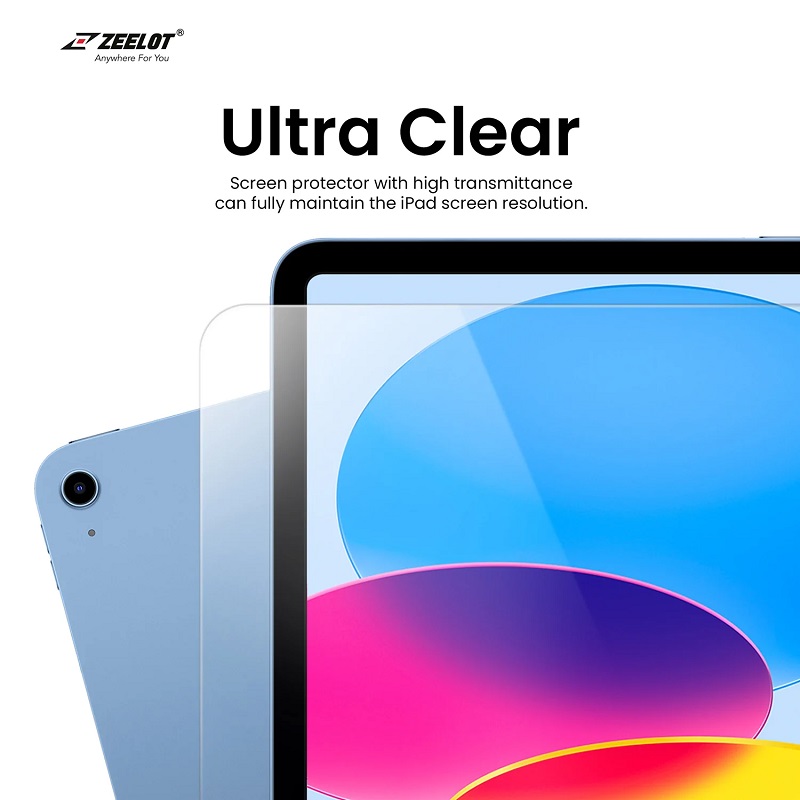 DÁN CƯỜNG LỰC DÀNH CHO IPAD 10.9&quot; 10TH GEN (2022) ZEELOT SOLIDSLEEK 2.5D - Hàng Chính Hãng