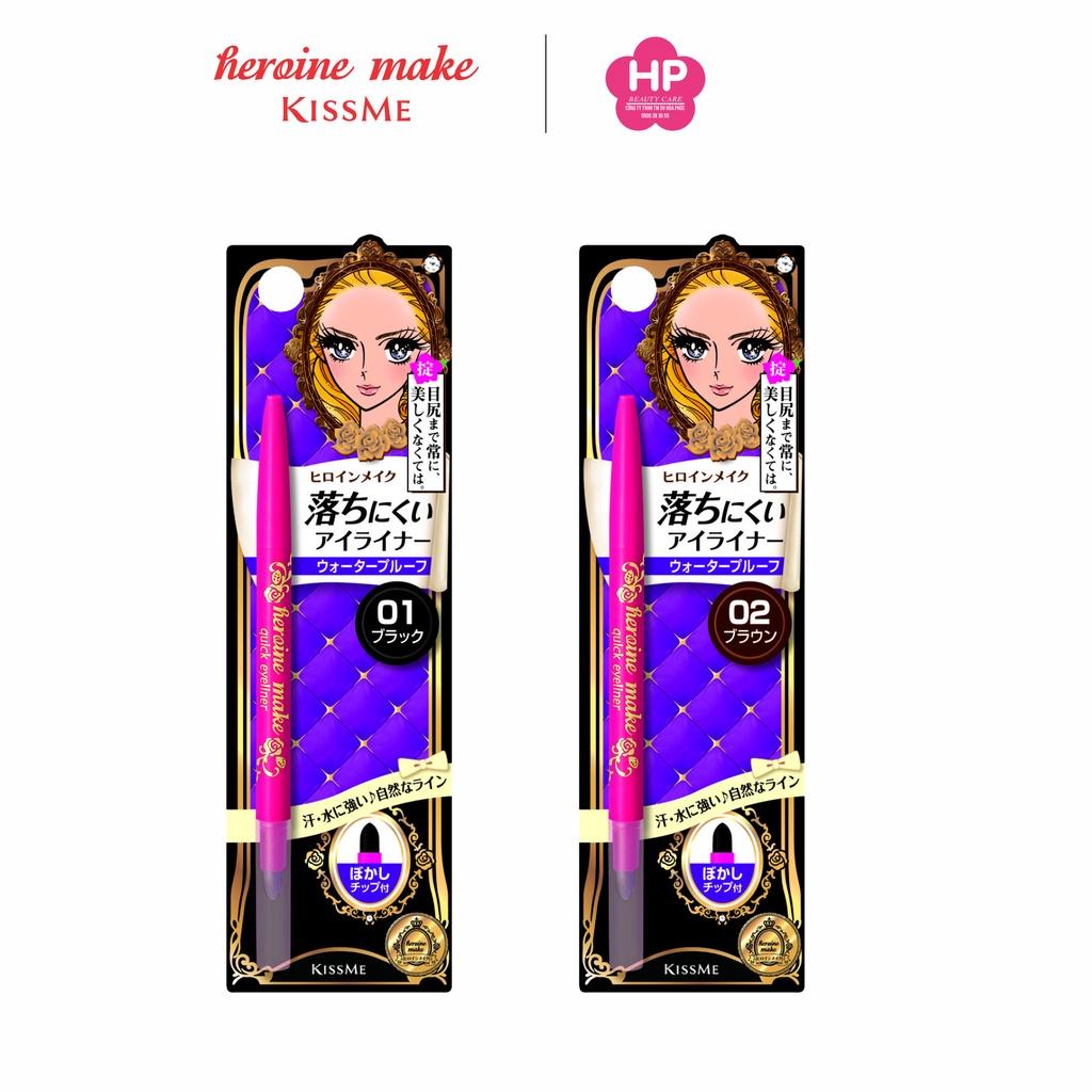 Bút Chì Sáp Kẻ Mí Mắt Kissme Heroine Make Quick Eyeliner Không Trôi Nét Vẽ Tự Nhiên - Dạng Xoay (02 Màu)