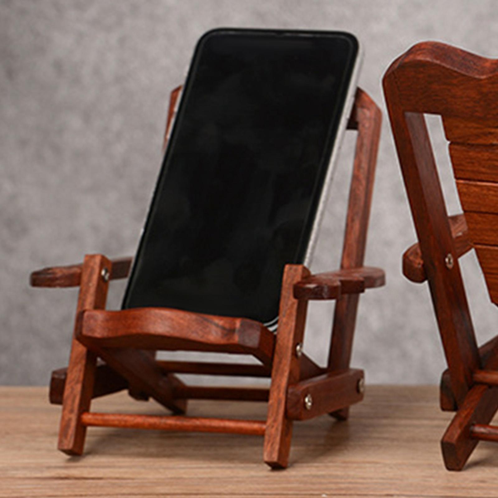 Wooden Deck Chair Desktop Phone Holder Bracket Support Decorative for Travel