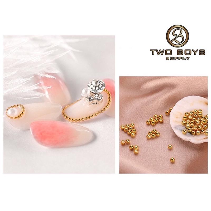 Bi khay tròn mix size - phụ kiện nail  Set Bi Trang Trí Móng Kim Loại Khay Tròn 6 ngăn Mix Size