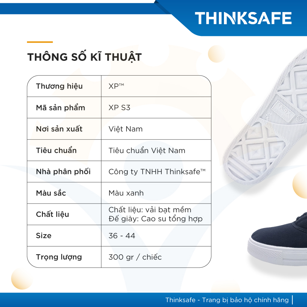 Giày vải xỏ chân Thinksafe XP bảo hộ lao động, thể dục, đi bộ, giày công nhân, công trình, nhà xưởng công trường nhà máy