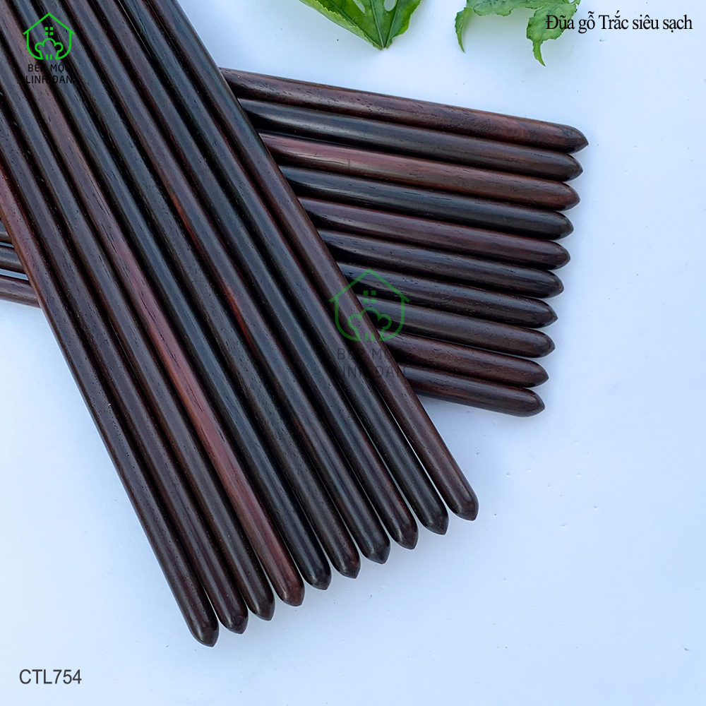 Đũa Gỗ Trắc Tự Nhiên Siêu Sạch HAHANCO Đầu Búp Cách Điệu Bộ 10 Đôi