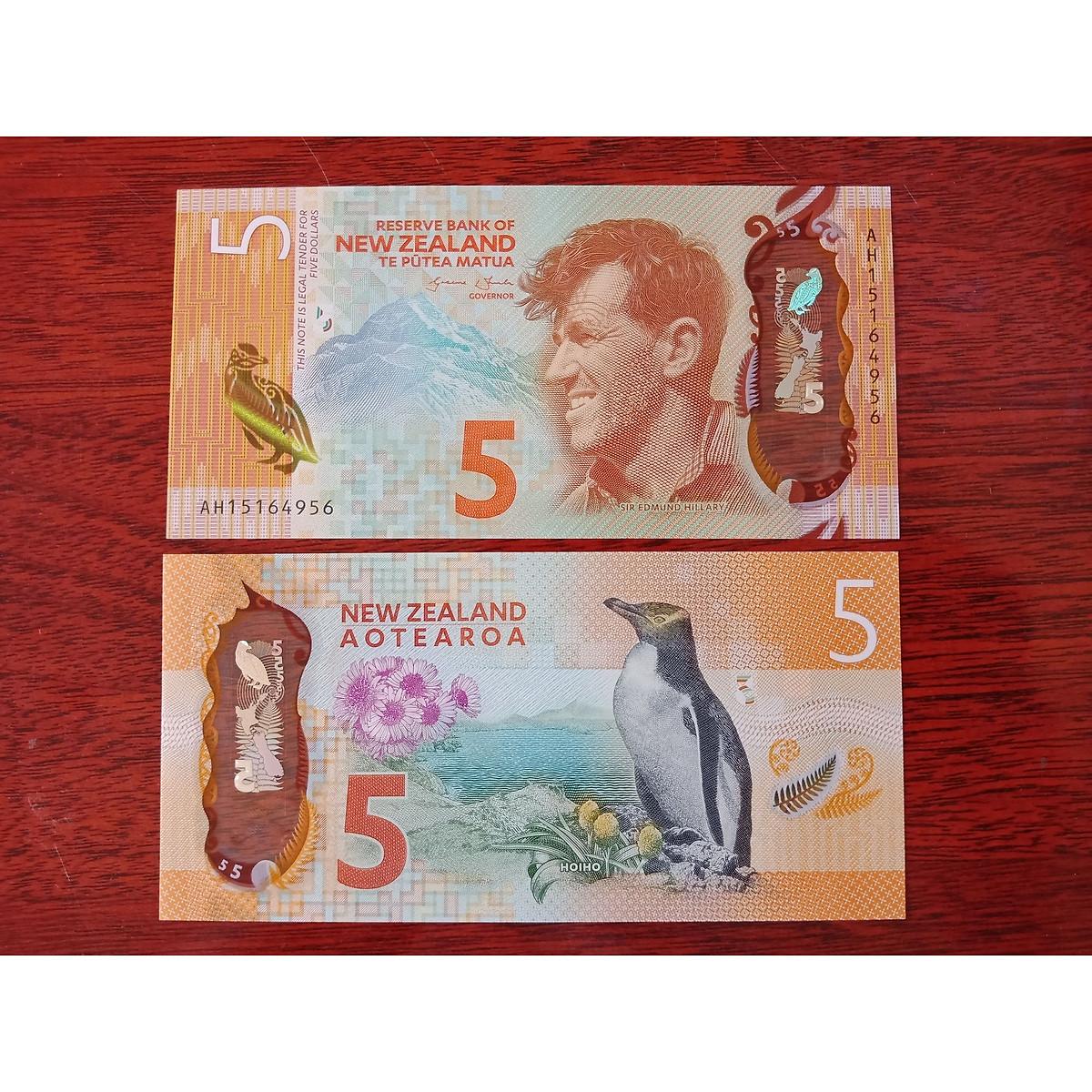 Tờ tiền New Zealand 5 Dollar bằng polyme xưa sưu tầm, tờ tiền đẹp nhất thế giới - mới 100%