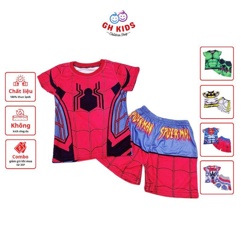 Bộ đồ bé trai họa tiết siêu nhân chất liệu thun lạnh mịn mát in hình 3D được các bé trai yêu thích