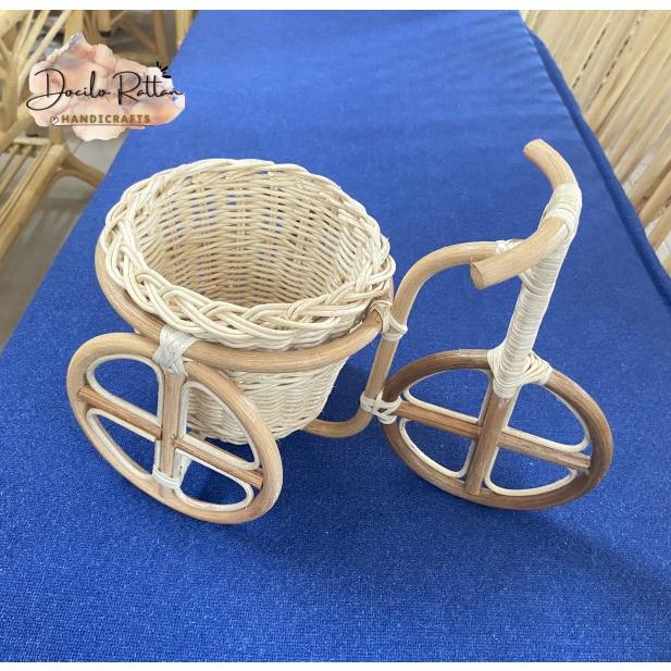 Bình cắm bông trang trí bằng mây hình xe đạp