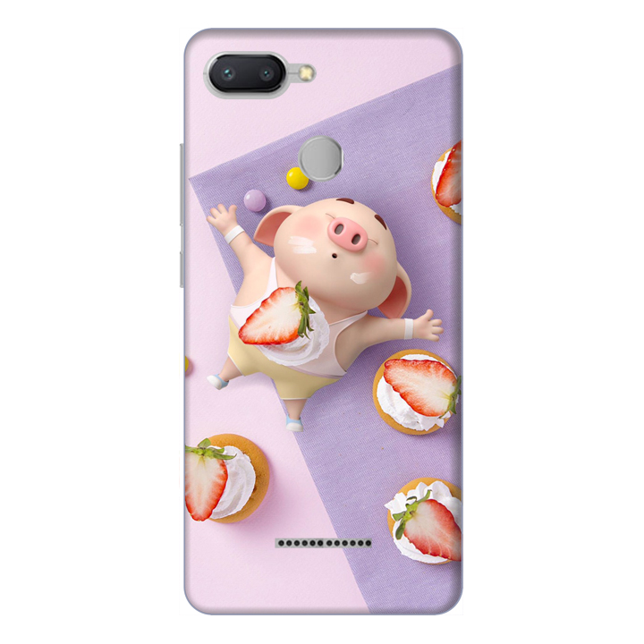Ốp lưng điện thoại Xiaomi Redmi 6 hình Heo Con Ăn Dâu