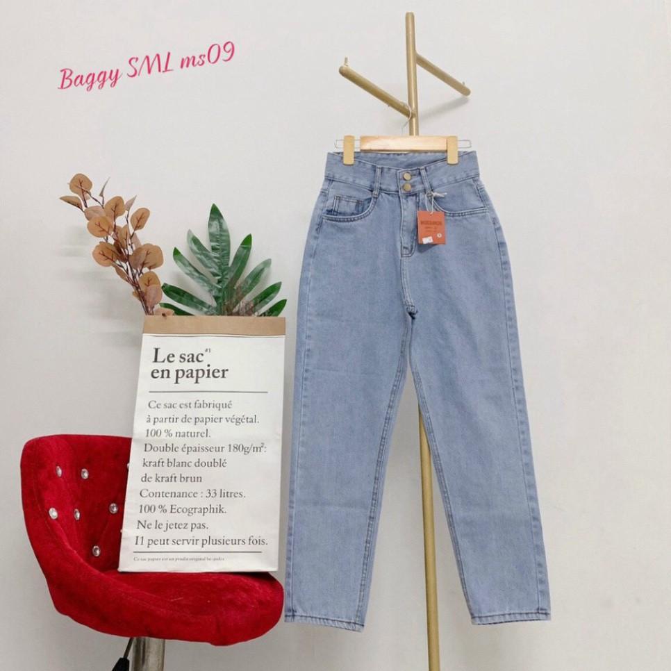 Quần Jeans Baggy Size S M L (42kg-54kg) - LƯNG CAO HAI NÚT - Không Giãn