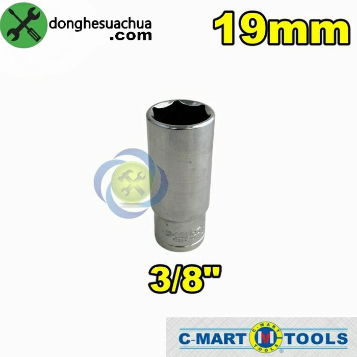 Tuýp 19mm loại 3/8 C-Mart F0293-19 loại 6 cạnh màu trắng 63mm
