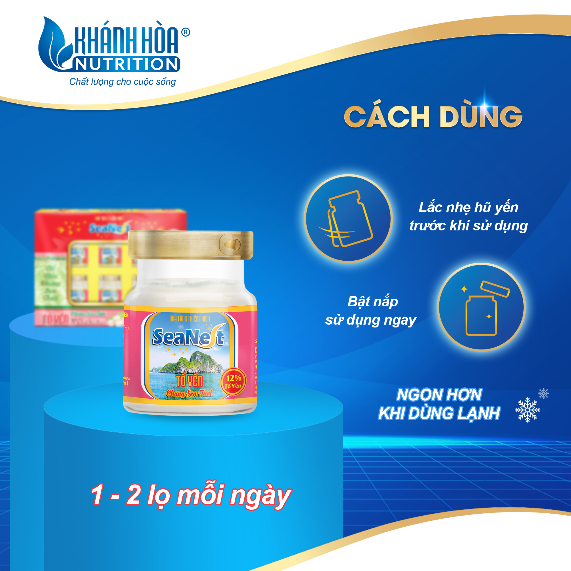 Hộp Quà Tặng Tổ Yến 12% Chưng Sen Tươi Seanest Khánh Hòa Nutrition – Hộp 6 lọ x 70ml