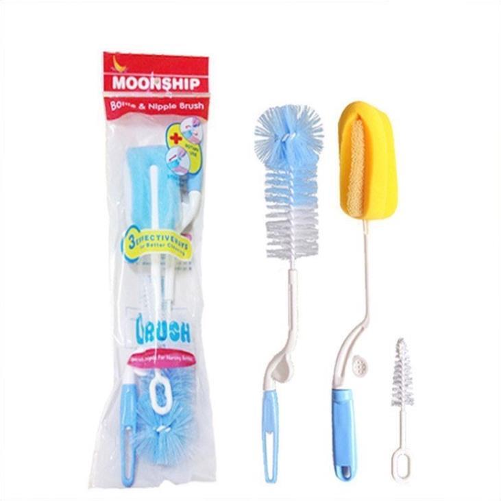Bộ cọ rửa bình sữa cho bé 4 món Tay cầm xoay 360 độ - Que rửa cốc chén 4 chi tiết