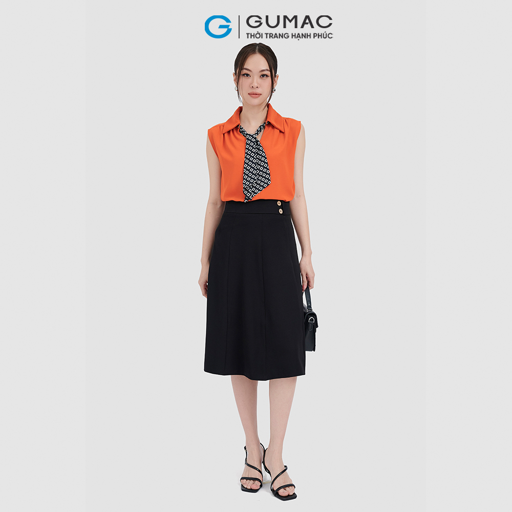 Áo sơ mi nữ GUMAC AC09019 kiểu tay liền phối dây họa tiết phong cách