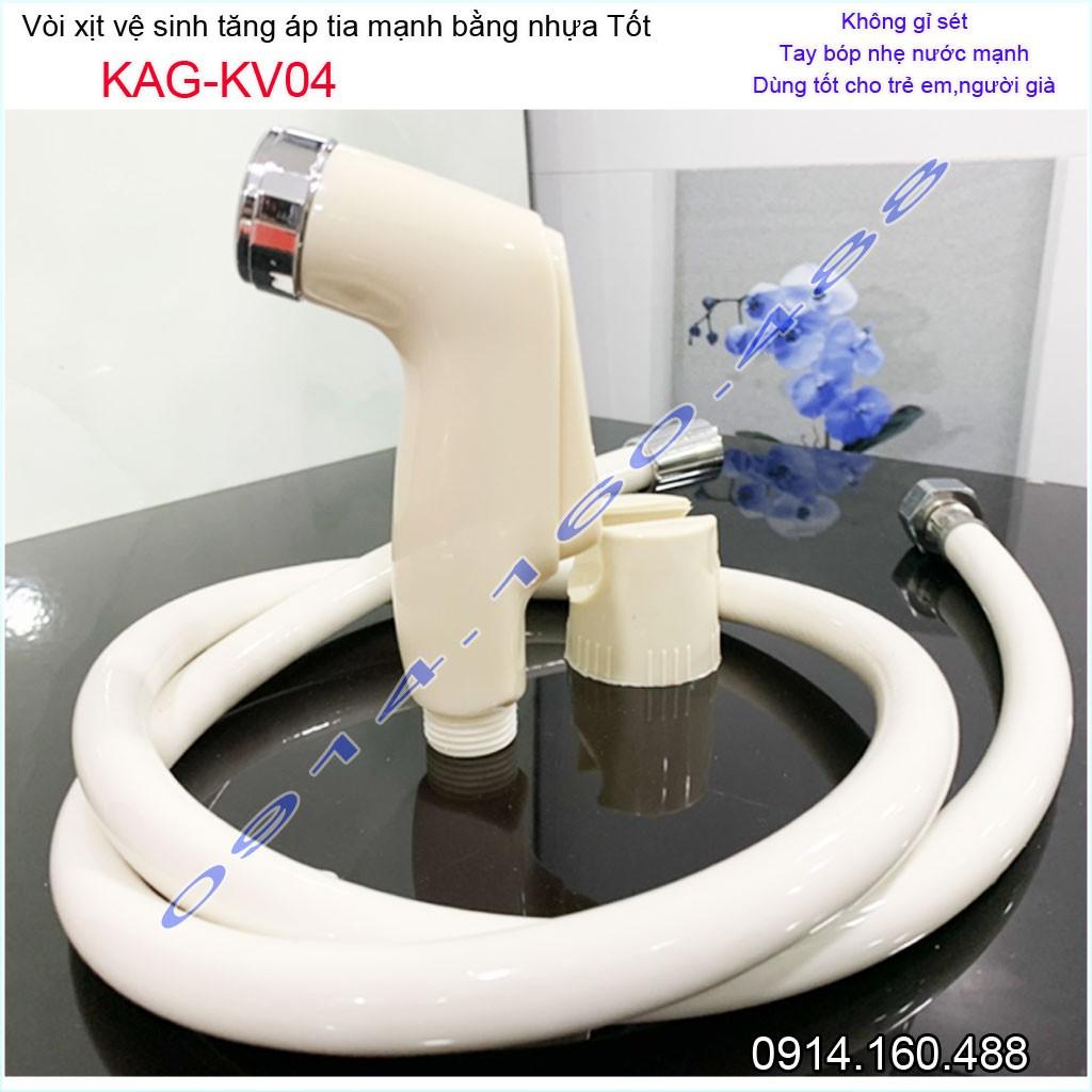 Vòi xịt bồn cầu KAG-KV04 màu kem, vòi xịt rửa ấn tay nhà tắm, vòi xịt vệ sinh tia nước mạnh siêu sạch sử dụng tốt