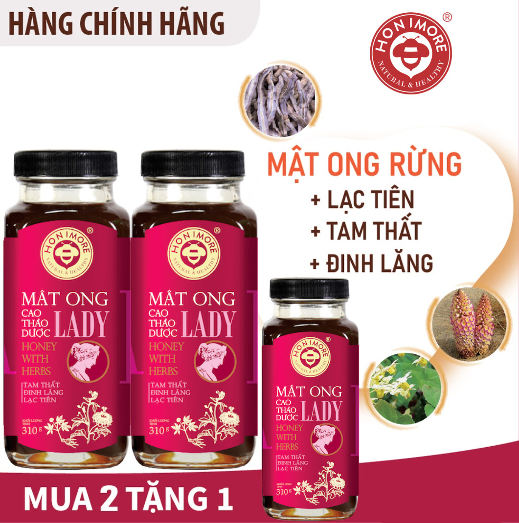 Combo 2 chai Mật ong cao thảo dược Lady 310G - ngủ ngon, bổ máu, đẹp da