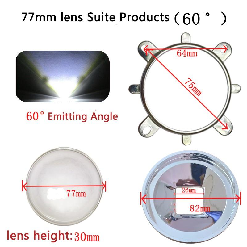 Ống Kính Lồi Acrylic 77mm + Đèn Led 60 Độ + 82mm + Phụ Kiện Cho Đèn Led 20~100w