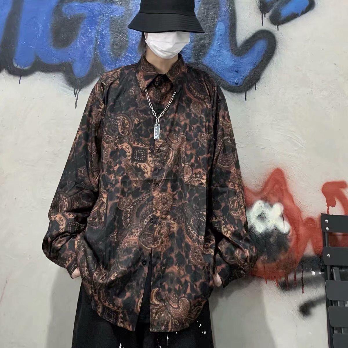 Áo Sơ Mi Nam Dài Tay Form Rộng In Họa Tiết 2 Màu