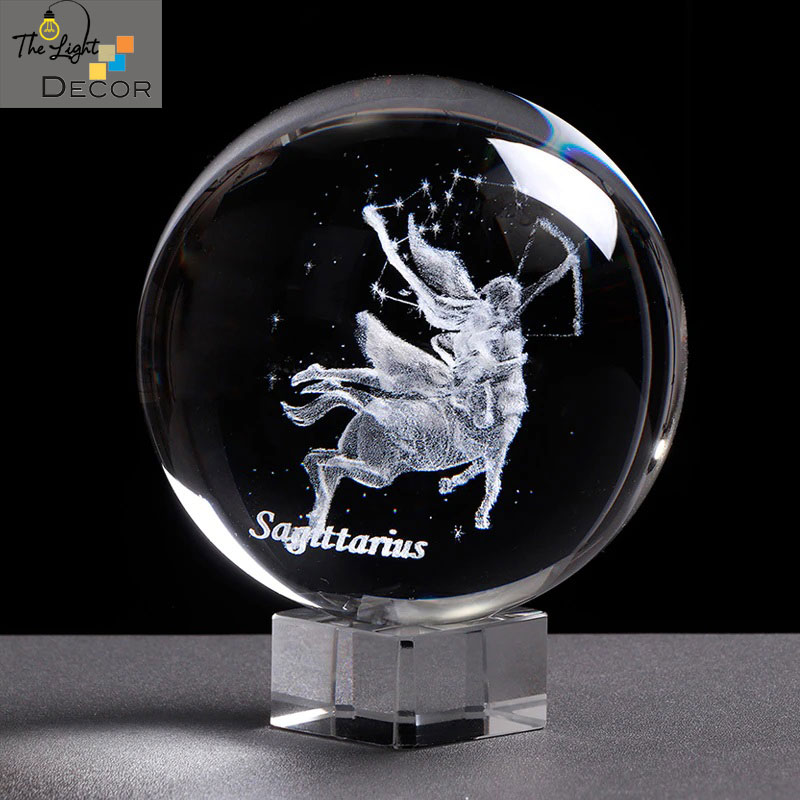 Bộ quà tặng Quả Cầu Pha Lê 3D LED Cung Nhân mã Sagittarus