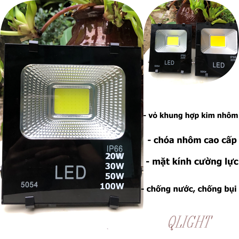 Đèn Pha Led 20W, 30W, 50W, 100W Cao Cấp Ngoài Trời COB Chiếu Sáng Công Trình, Bảng Hiệu, Sân Vườn..
