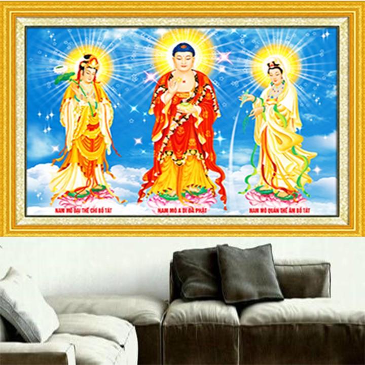 Tranh thêu tam thánh Tây Phương 88935 - kích thước: 100 * 74cm.