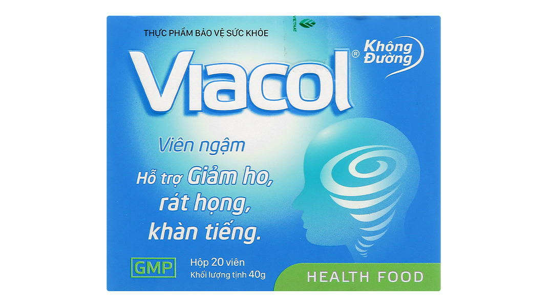 Kẹo ngậm Viacol thảo mộc Vietnat không đường giảm ho đau họng - hộp 20 viên