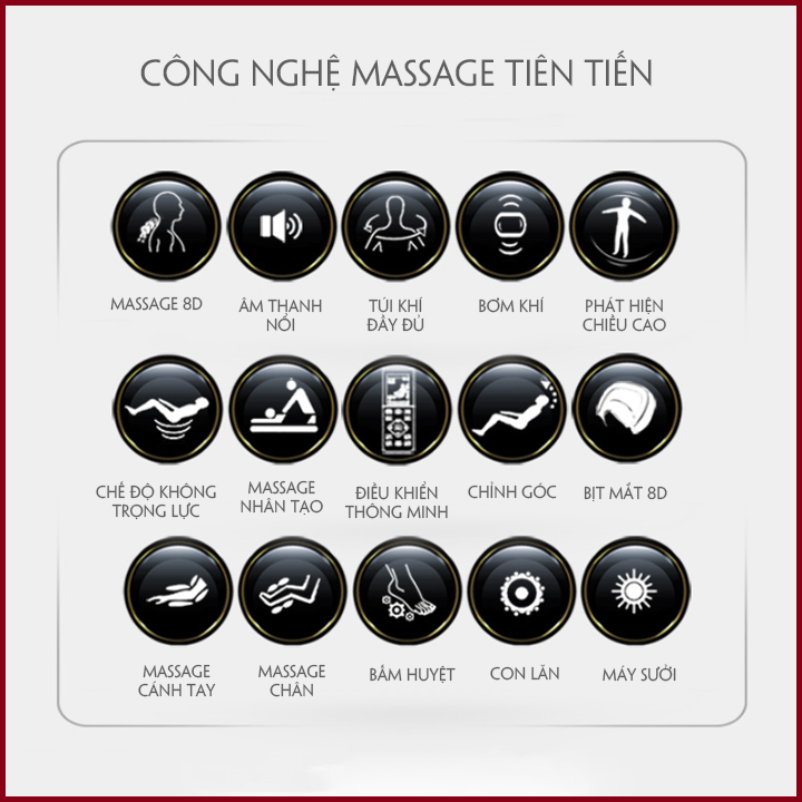 Ghế MatXa Trị Liệu Toàn Thân. Ghế Massage Toàn Thân Cao Cấp. Chế Độ Không Trọng Lực. Massage Đa Điểm. 22 Túi Khí Cảm Biến Nhiệt