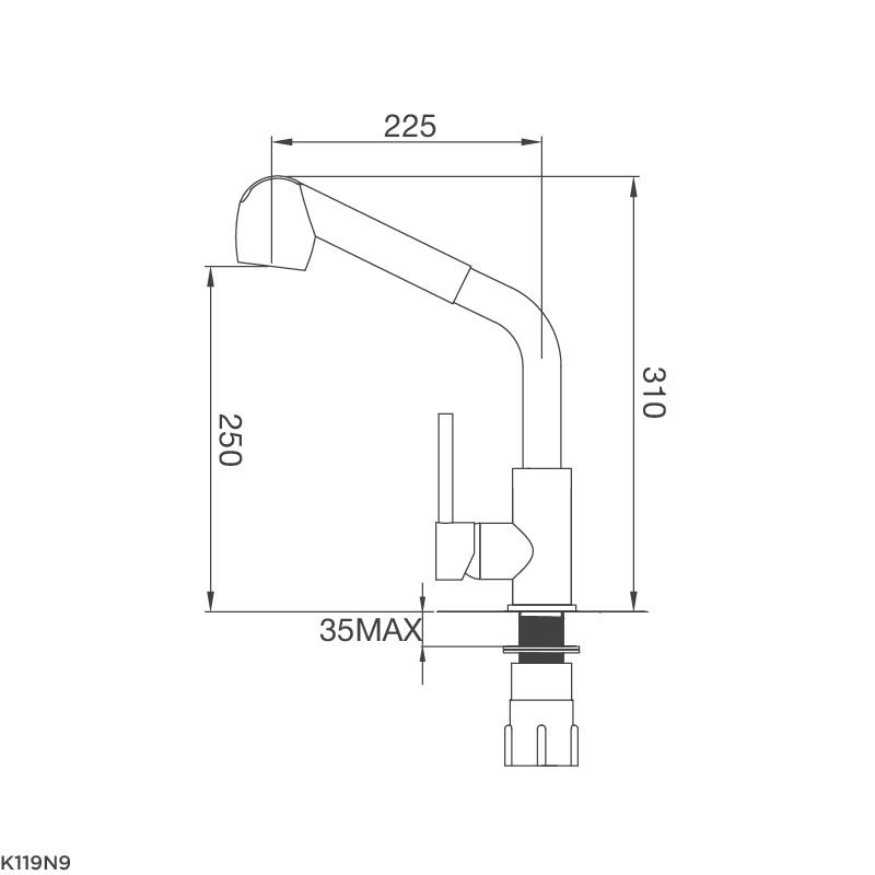 Vòi rửa chén Malloca K119N9 - Có dây rút, Điều chỉnh tia nước - Hàng chính hãng