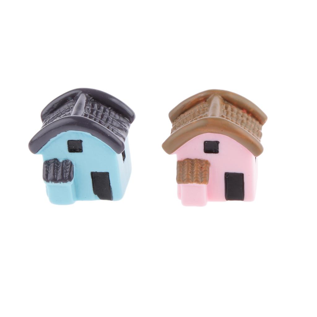 Set Of 2pcs Small House Micro Landscape Craft