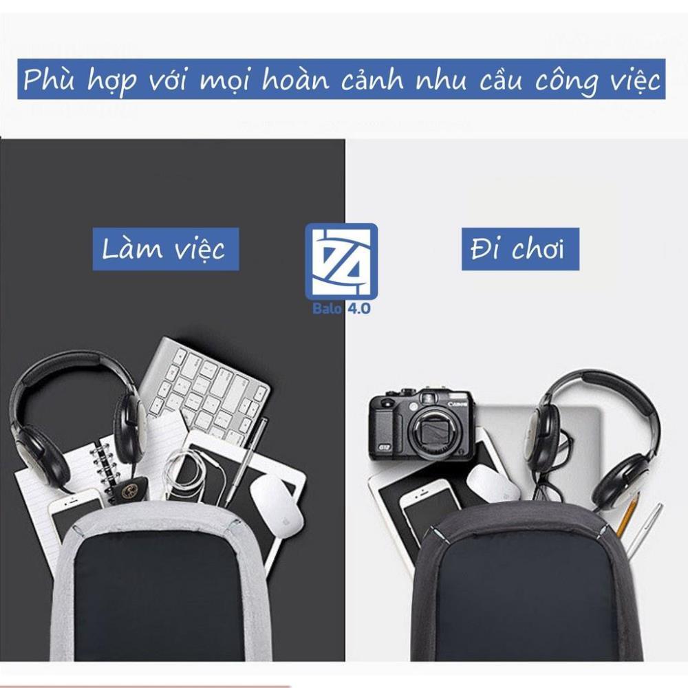 Balo nam nữ loại TO chống trộm Có Sạc Điện Thoại, Chống nước, Siêu Nhẹ CN1 màu xám 208200