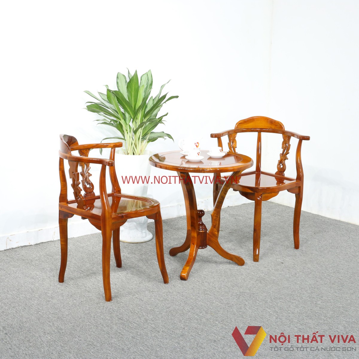 Bộ Bàn Trà 2 Ghế Gỗ Tràm Bông Vàng Màu Cánh Gián Đẹp Giá Rẻ