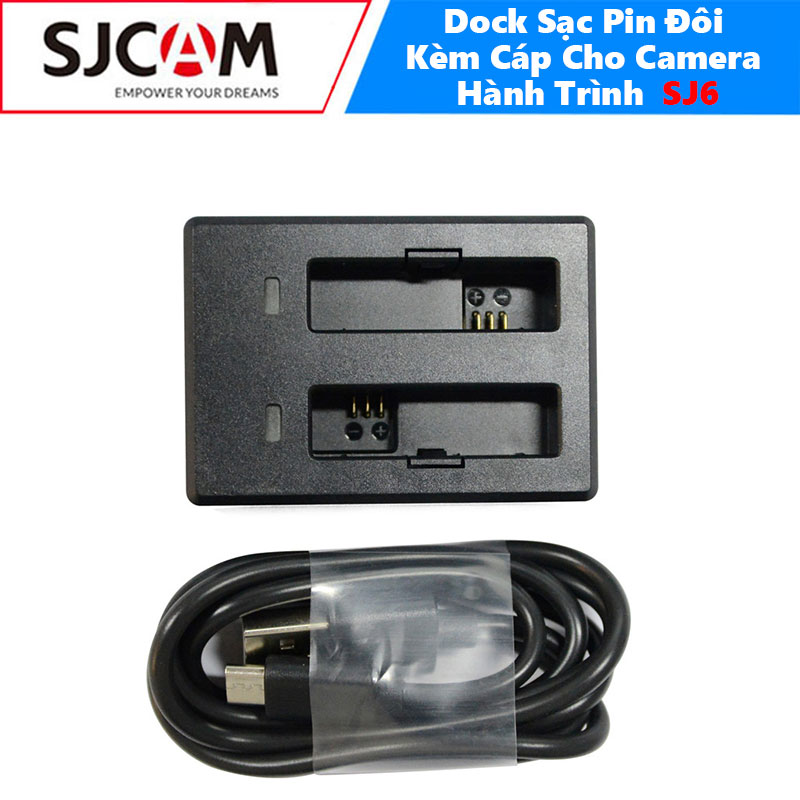 Dock Sạc Pin Đôi Kèm Cáp Cho Camera Hành Trình Sjcam SJ6 - Hàng Chính Hãng