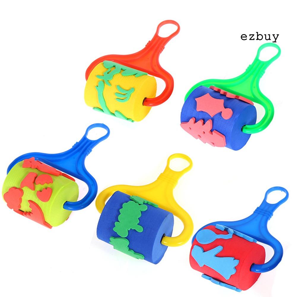 EY-Children Early Education Painting Tool Kids Art Sponge Paint Roller Brush Set