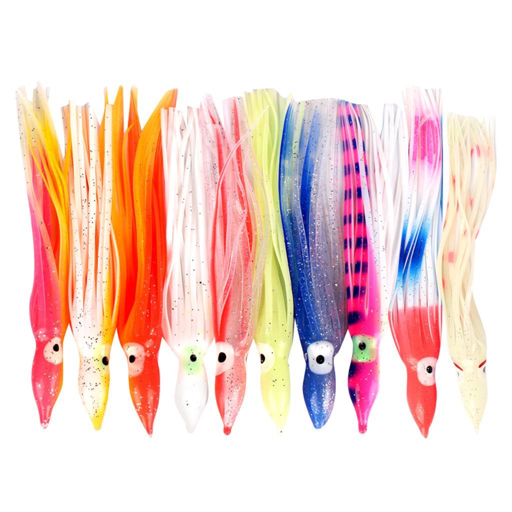 2-3pack 10pcs Fishing Lures Squid Octopus Skirts Lures Soft Baits Crankbaits L
