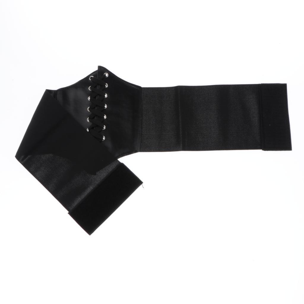 Vintage Steampunk Leather Waist  Wide Elastic Belt Corset Accessory Black