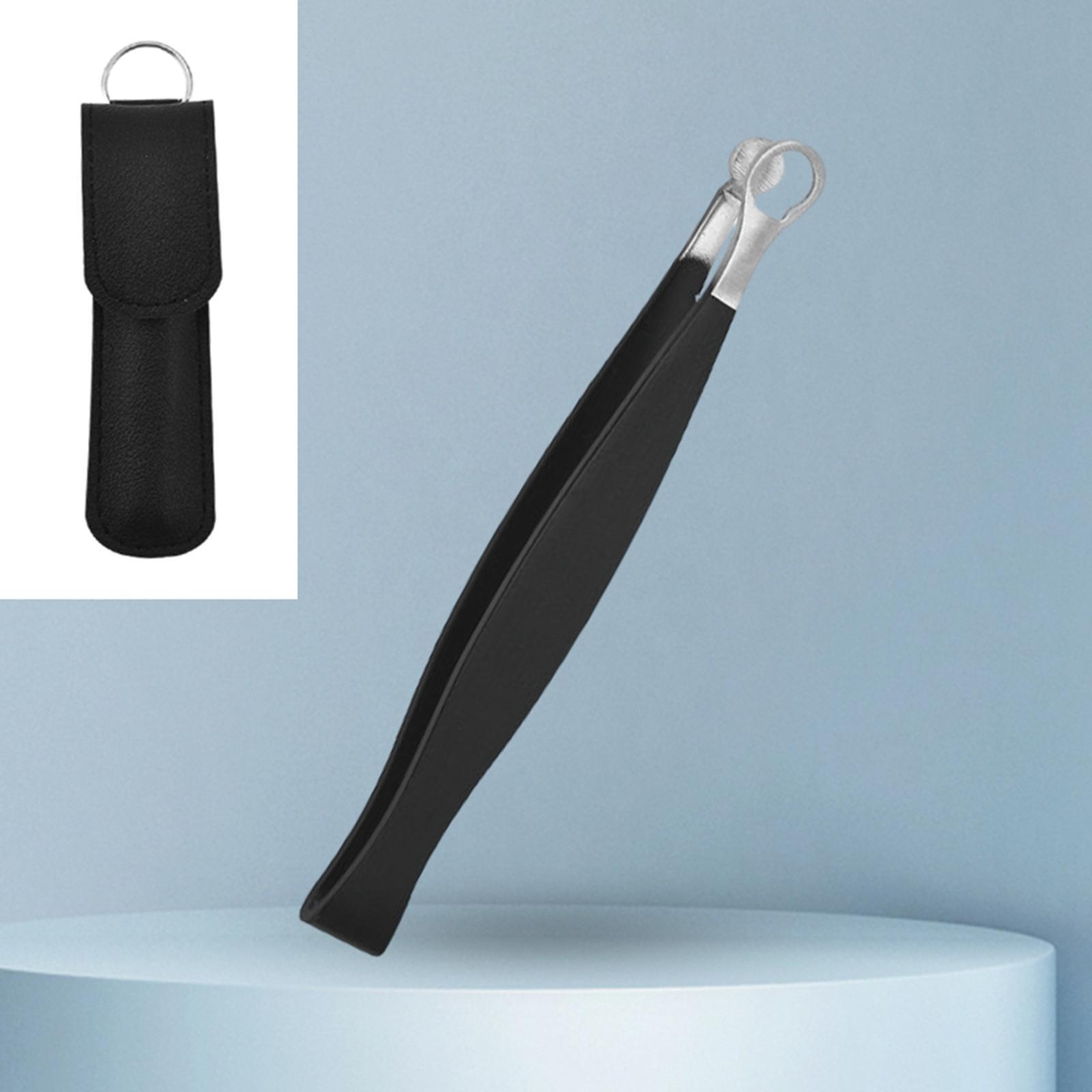 Stainless Steel Nose Hair Tweezers, Round Tip Pocket Size Water Resistant Eyebrow Clippers for Nose Cleaning Makeup Women Men Sideburns