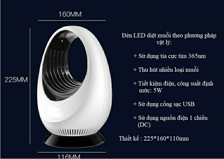 Máy diệt côn trùng, bắt muỗi sử dụng tia cực tím Ver3 hình elip  ( Tặng kèm 01 đèn pin cơ mini bóp tay không sử dụng pin ngẫu nhiên )