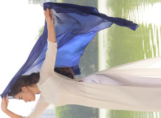 Khăn Lụa Tơ Tằm Xanh Navy SenSilk, Khăn lụa Nha Xá cao cấp 160*55cm, Khăn lụa truyền thống