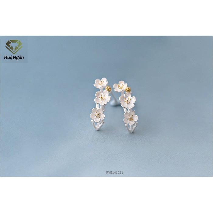 Bông tai bạc Ý Huệ Ngân - Nhành mai RYE141021