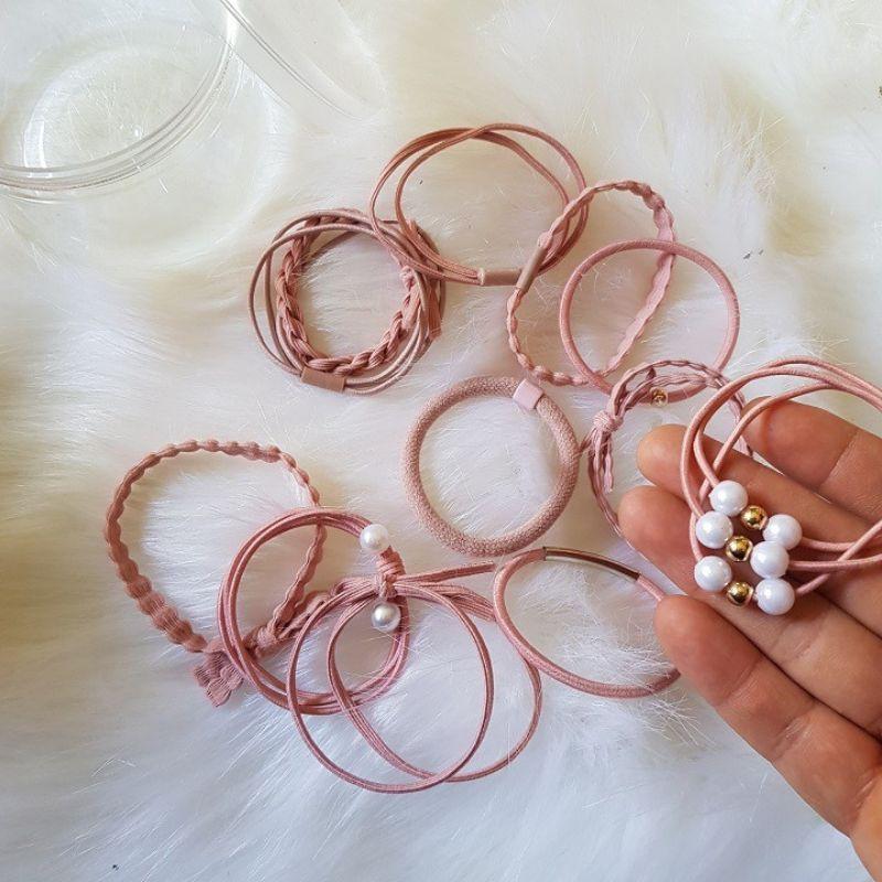 Hộp chun buộc tóc 12 chi tiết hàn quốc