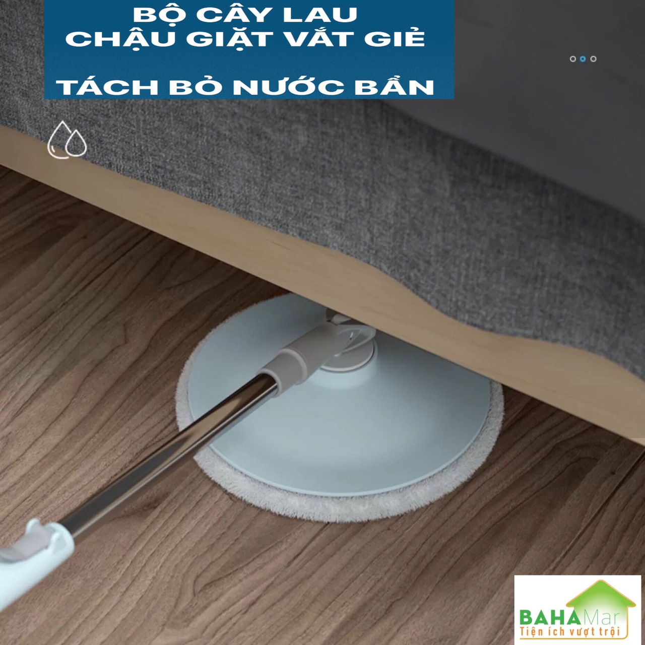 BỘ CÂY LAU SÀN CHẬU GIẶT VẮT GIẺ CÓ TÁCH BỎ NƯỚC BẨN BAHAMAR thuận tiện lau và giặt giẻ