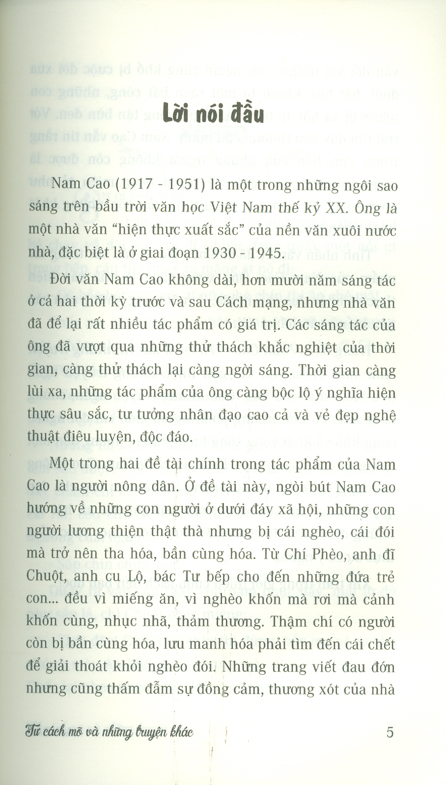 Nam Cao - Tư Cách Mõ Và Những Truyện Khác (Danh tác văn học Việt Nam)