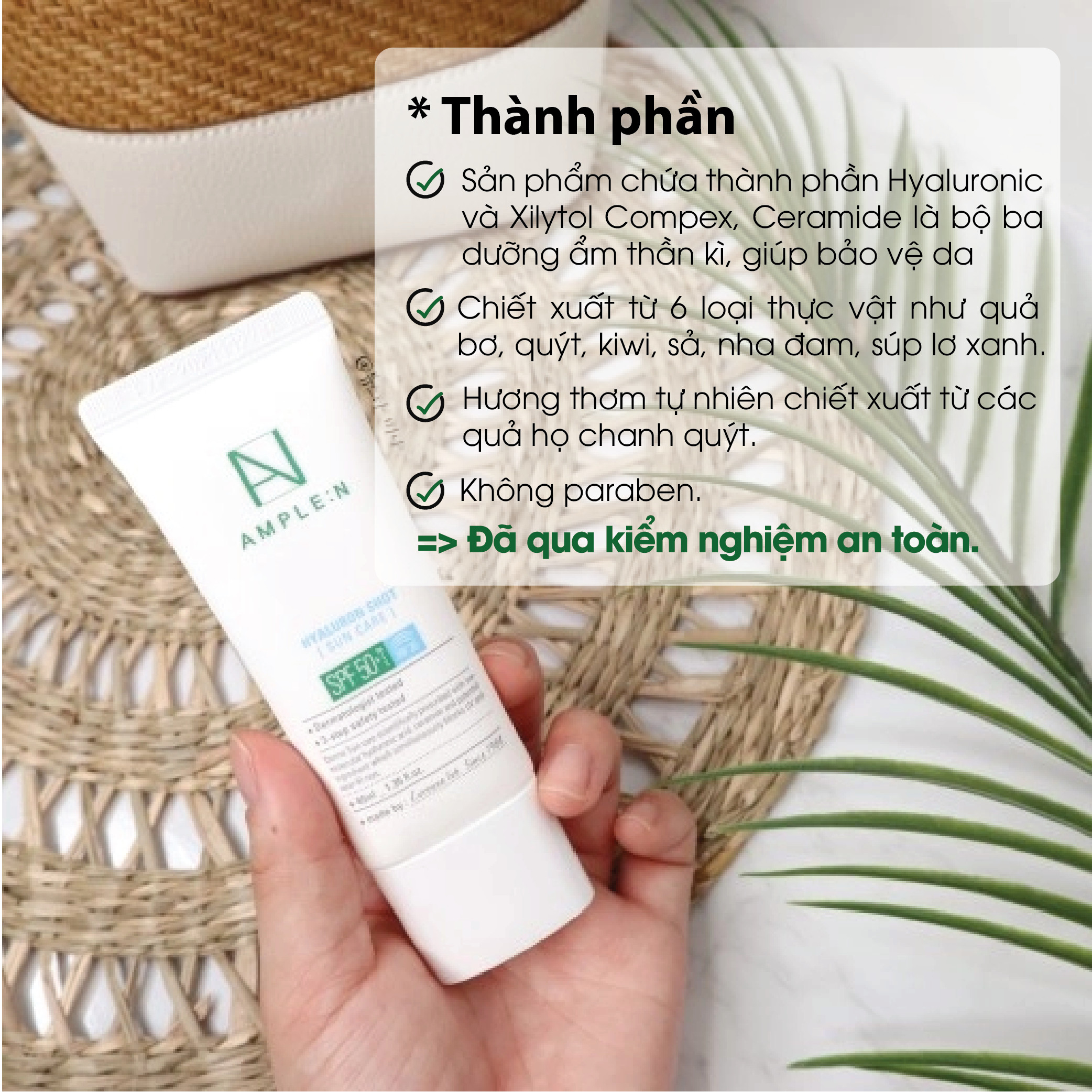Kem chống nắng AMPLE:N Hyaluronshot Suncare SPF50+ IRF20 40ml