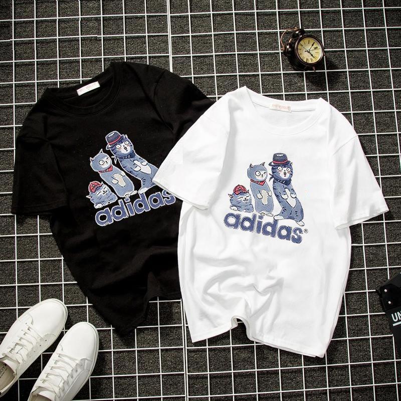 Áo thun tay lỡ form rộng mèo và họa tiết vải dày mịn 2021T3225