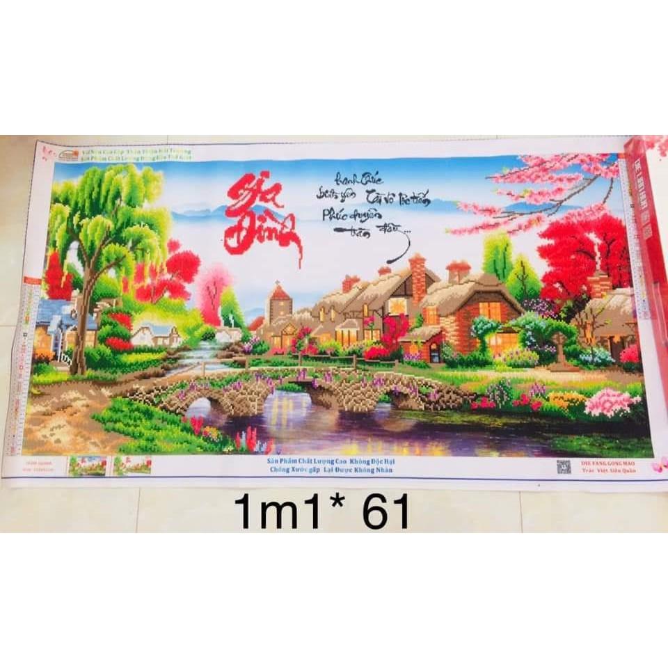 Tranh Đính Đá GIA ĐÌNH HẠNH PHÚC . Kích Thước: 1m1 x 61cm