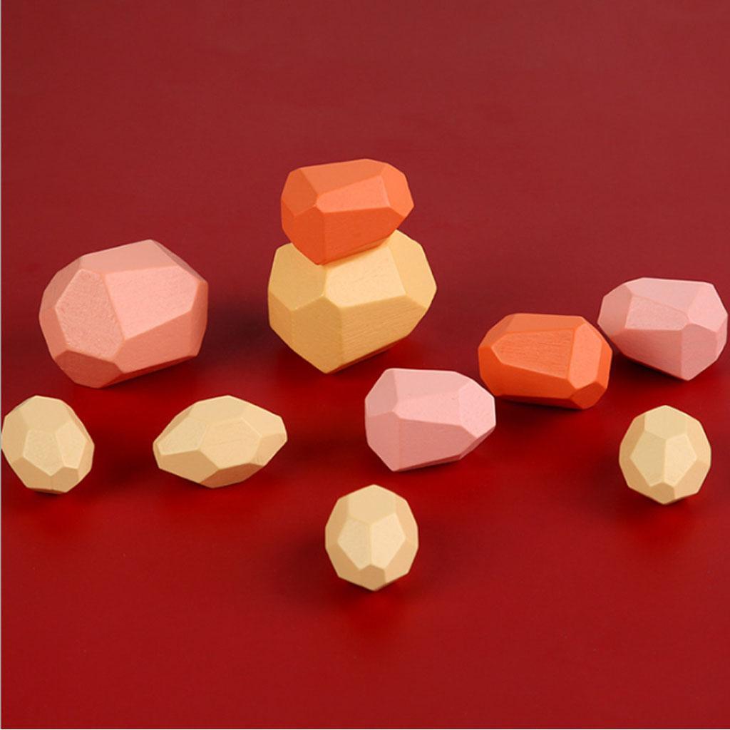 Wooden Building Blocks Stacking Construction Kids Toys 10pcs Colored