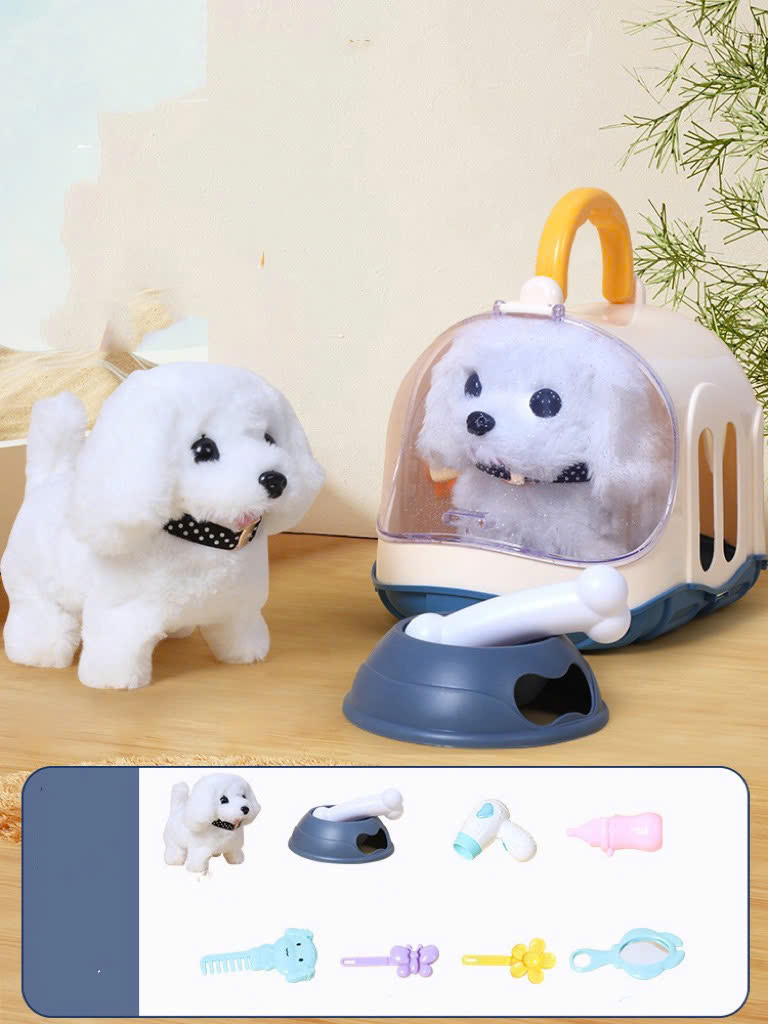Đồ Chơi Lồng Thú Cưng, Lồng Mèo Lồng Thỏ Lồng Chó Cho Bé Chăm Sóc, Thú Cưng Biết Đi Biết Kêu Kèm Phụ Kiện Đáng Yêu Cute